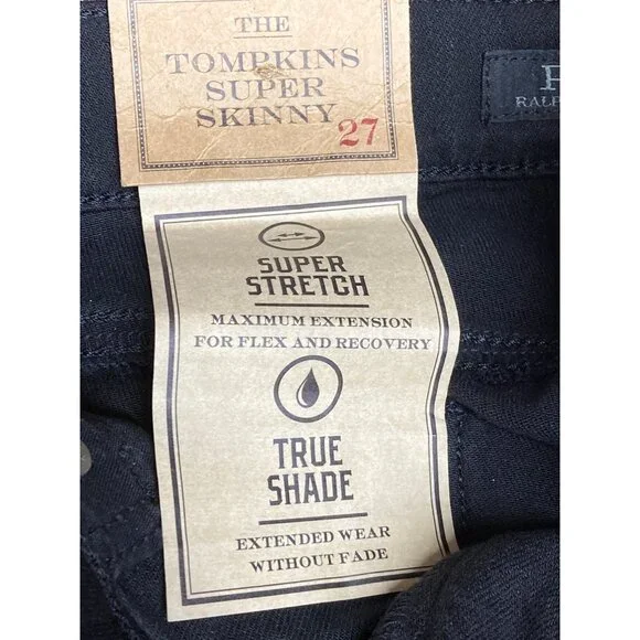 Polo Ralph Lauren Tompkins Super Skinny Black Jeans, Size 27 - New Tags - Picture 5 of 5